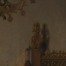 Jan van Eyck. Portrait of Giovanni(?) Arnolfini and his Wife; Detail. 1434. The National Gallery, London